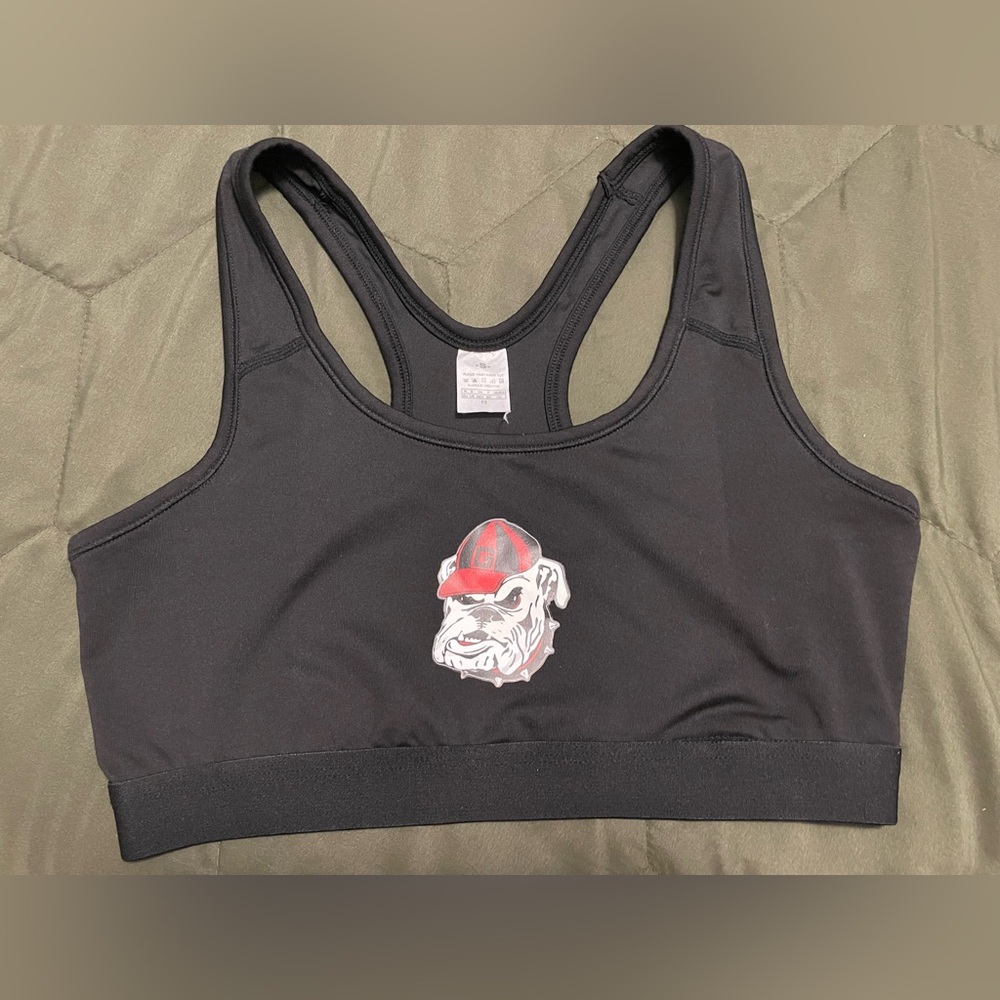 Black Sports Bra with Georgia Bulldog graphic